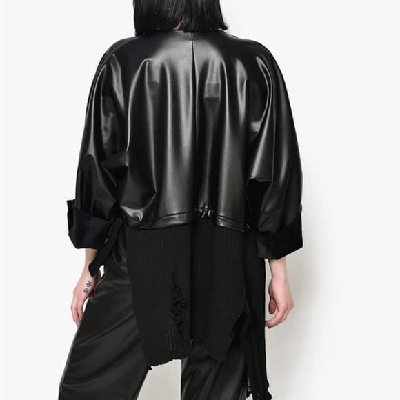 New NWT BLACK vegan leather jacket size M/L - Picture 6 of 11